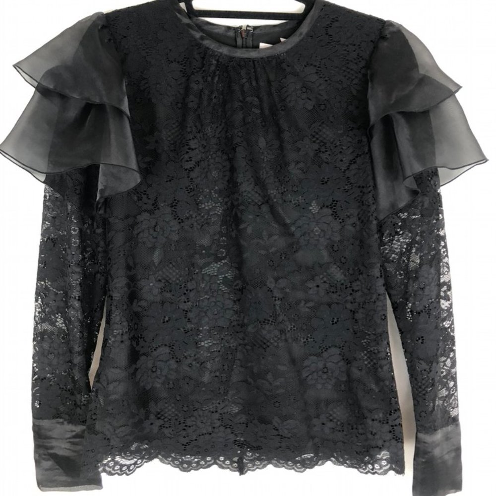Rachel Parcell Lace Top with Shoulder Flutter